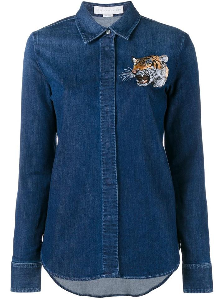 Stella Mccartney Tiger Embroidered Denim Shirt