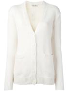 Saint Laurent Front Pockets Cardigan, Women's, Size: Xs, White, Cashmere