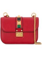 Valentino Valentino Garavani 'glam Lock' Shoulder Bag, Women's, Red, Calf Leather/suede