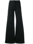 Federica Tosi Denim Flared Jeans, Women's, Size: Large, Black, Cotton/spandex/elastane