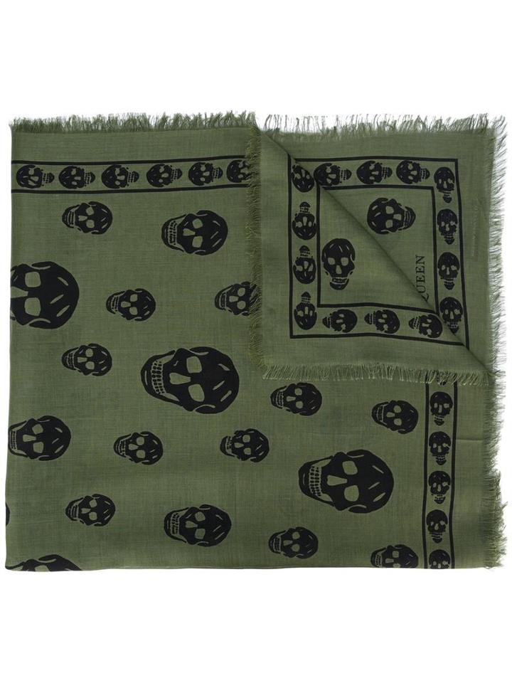 Alexander Mcqueen Skull Scarf, Women's, Green, Silk/modal