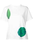 Julien David Leaf Print T-shirt, Women's, Size: Medium, White, Cotton
