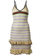 Sibling Ruffle Detail Striped Dress, Women's, Size: Small, Polyester/metallic Fibre