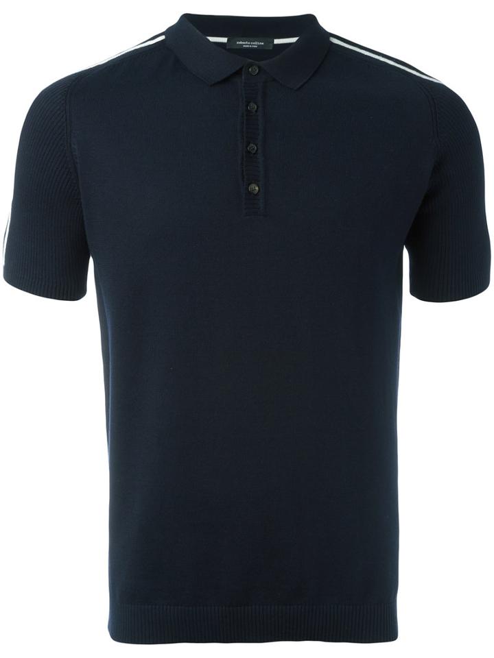 Roberto Collina - Striped Sleeve Polo Shirt - Men - Cotton - 48, Blue, Cotton