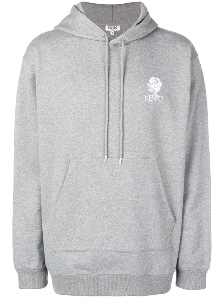 Kenzo Logo Embroidered Hoodie - Grey