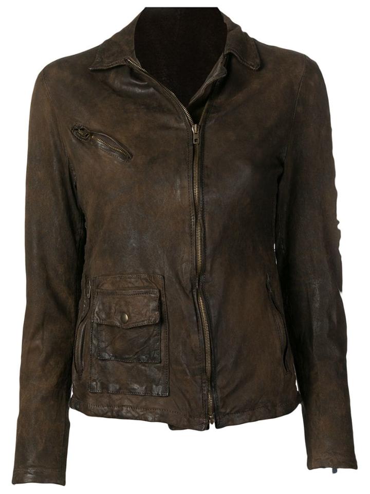 Salvatore Santoro Zipped Leather Jacket - Brown