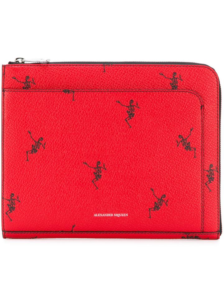 Alexander Mcqueen Dancing Skeleton Pouch - Red