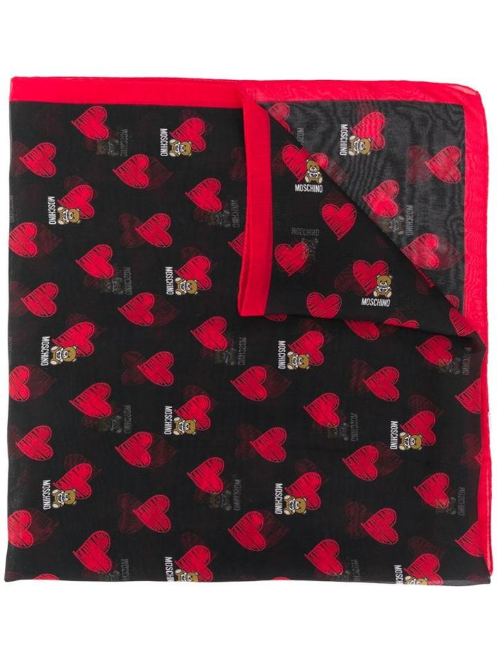 Moschino Heart Teddy Logo Scarf - Black
