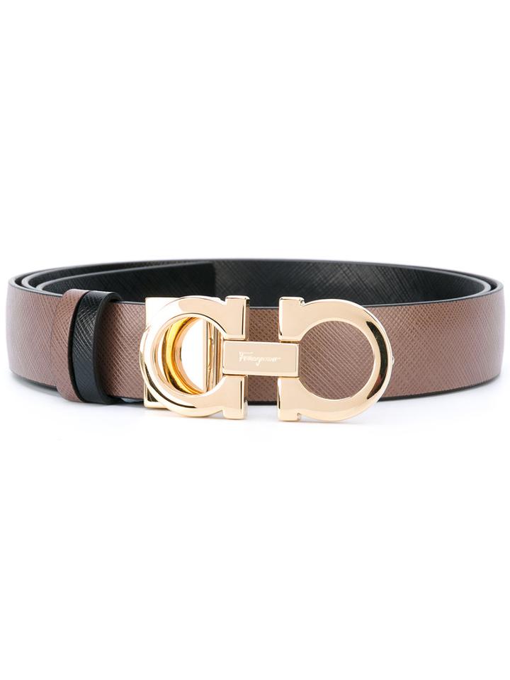 Salvatore Ferragamo - Double Gancio Reversible Belt - Women - Leather - 100, Brown, Leather