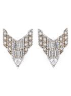 V Jewellery Deco Chrysler Earrings, Women's, Metallic, Silver/zirconium