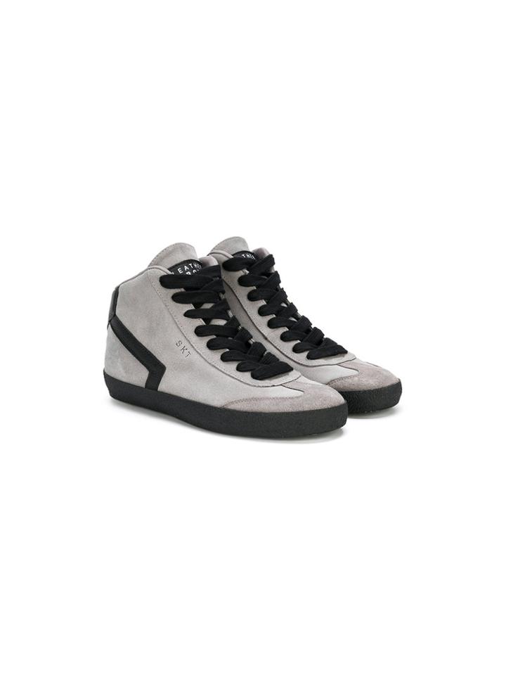 Leather Crown Kids Hi-top Sneakers - Grey