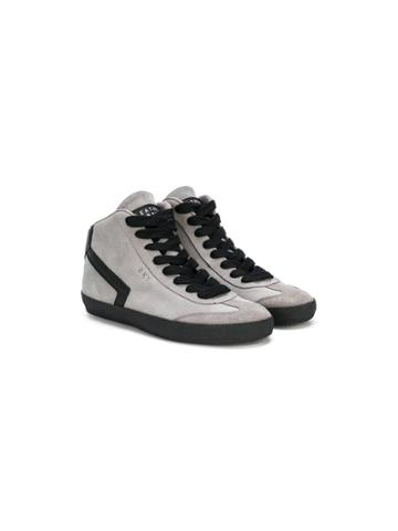 Leather Crown Kids Hi-top Sneakers - Grey