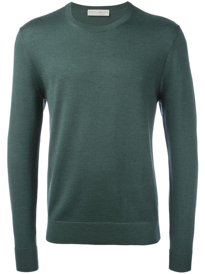 Gieves & Hawkes Ribbed Trim Jumper - Green