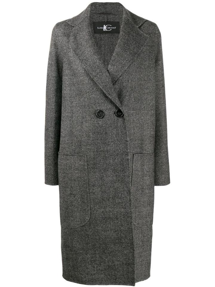 Luisa Cerano Double Breasted Cocoon Coat - Grey