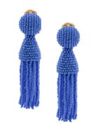 Oscar De La Renta Beaded Tassel Earrings - Blue