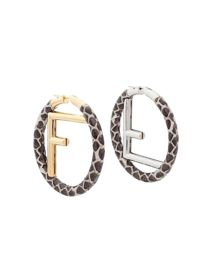 Fendi F Logo Hoops - Brown