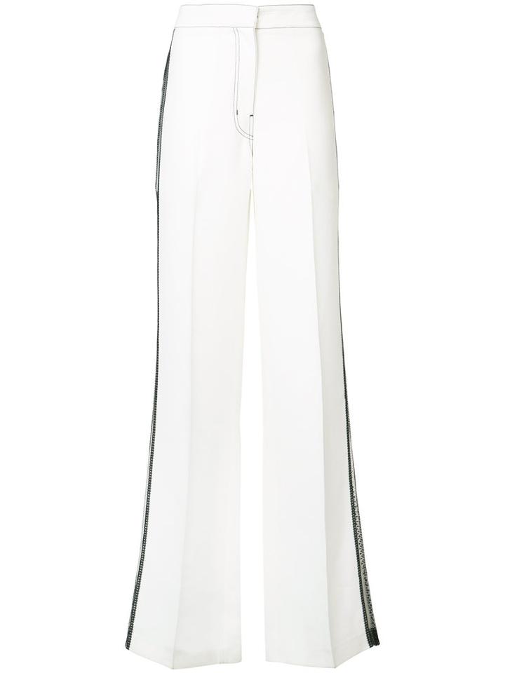 Derek Lam - Mesh Panel Wide Leg Trousers - Women - Viscose - 44, White, Viscose