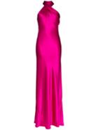 Galvan Halterneck Silk Maxi Dress - Pink