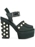 Castañer Pearl Embellished Platform Sandals - Black