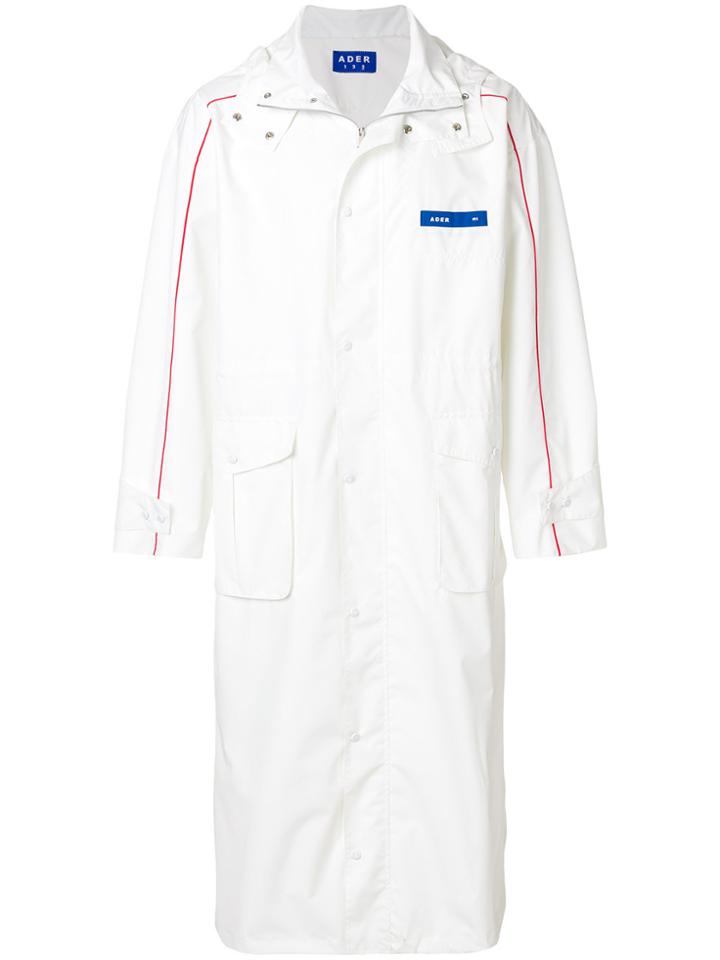 Ader Error Long Logo Trench Coat - White