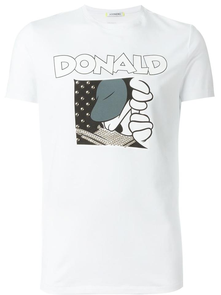 Iceberg Donald Studded T-shirt, Men's, Size: Xl, White, Cotton/spandex/elastane/metal Other