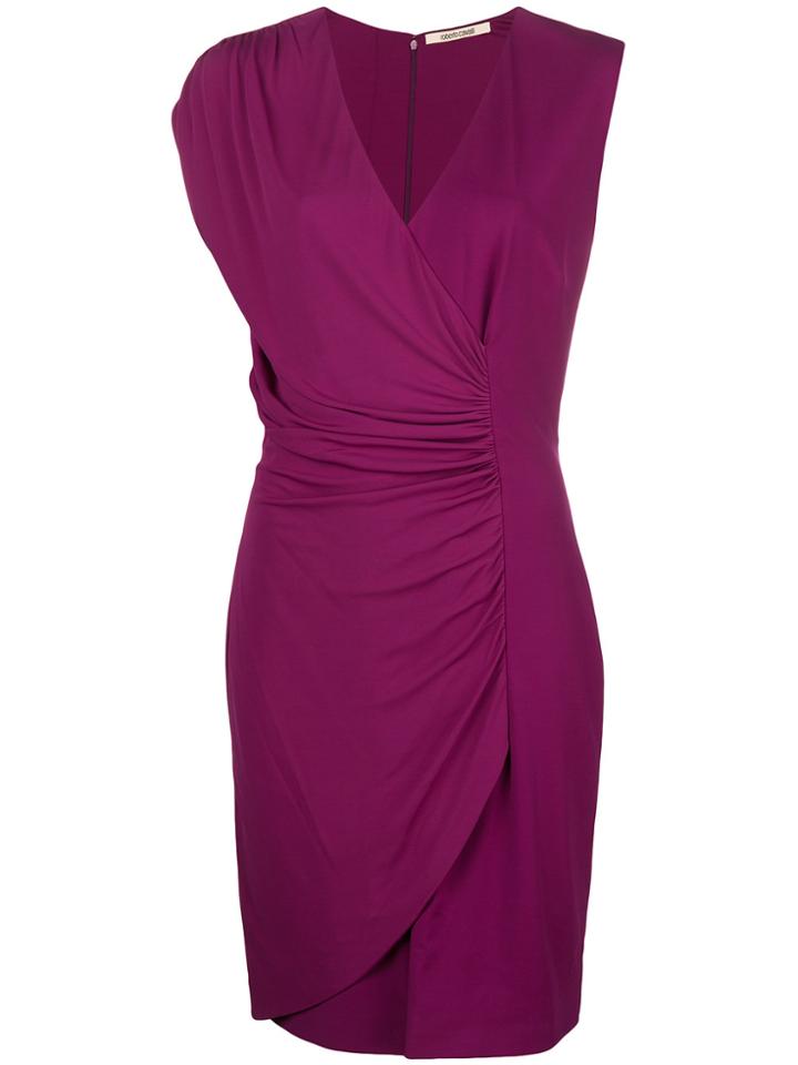 Roberto Cavalli V-neck Draped Dress - Pink & Purple