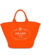 Prada Logo Print Tote - Orange
