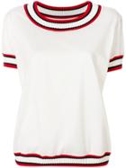 Moncler Striped Knitted Trim T-shirt - White