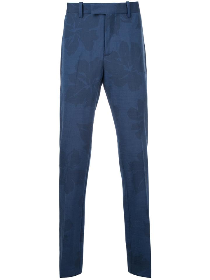 Oamc Leaf Print Tailored Trousers - Blue