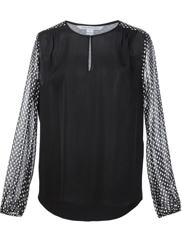 Diane Von Furstenberg Polka Dot Panel Blouse