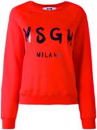 Msgm Logo Print Sweatshirt, Size: Large, Red, Cotton