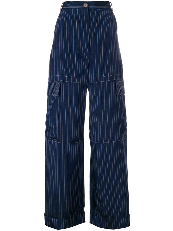Sonia By Sonia Rykiel Pinstripe Cargo Trousers - Blue