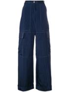 Sonia By Sonia Rykiel Pinstripe Cargo Trousers - Blue
