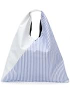 Mm6 Maison Margiela Panelled Stripe Tote Bag - Blue