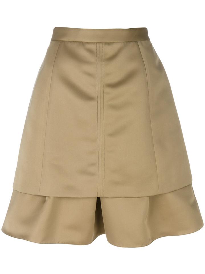 Carven - Double Hem A-line Skirt - Women - Polyester/acetate/viscose - 36, Nude/neutrals, Polyester/acetate/viscose