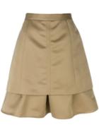 Carven - Double Hem A-line Skirt - Women - Polyester/acetate/viscose - 36, Nude/neutrals, Polyester/acetate/viscose