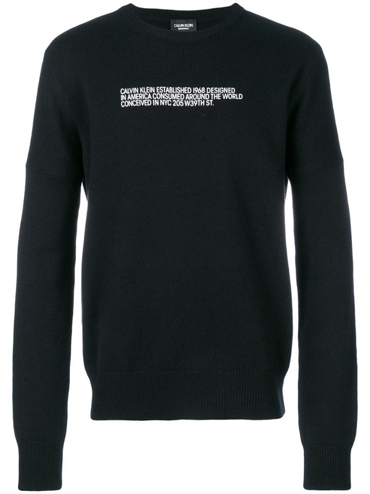 Calvin Klein 205w39nyc Slogan Knitted Jumper - Black