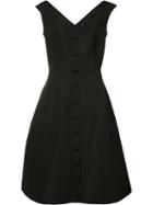 Christian Siriano - Button Front Pleated Dress - Women - Silk - 12, Women's, Black, Silk