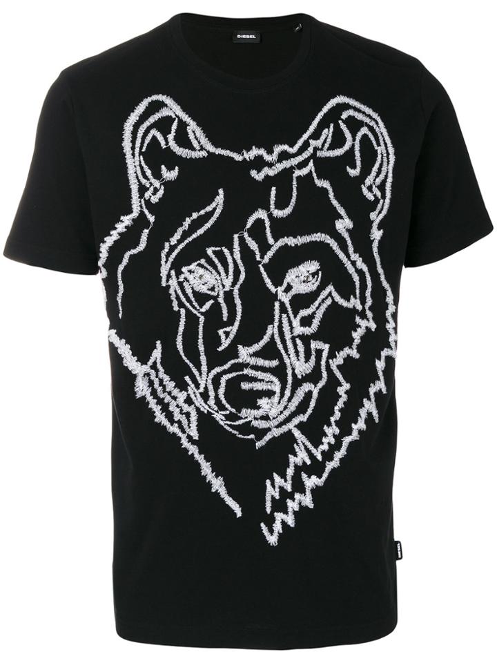 Diesel Embroidered Bear T-shirt - Black
