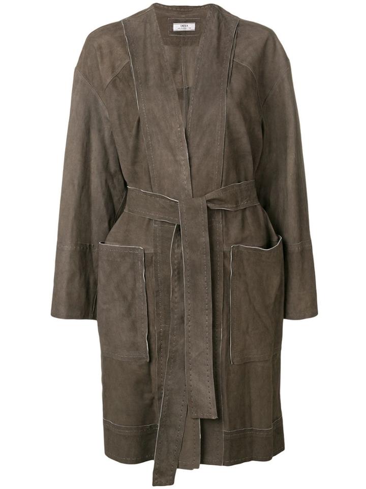 Desa 1972 Suede Belted Coat - Brown