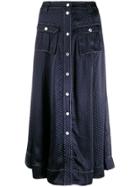 Ganni Dot Print Midi Skirt - Blue