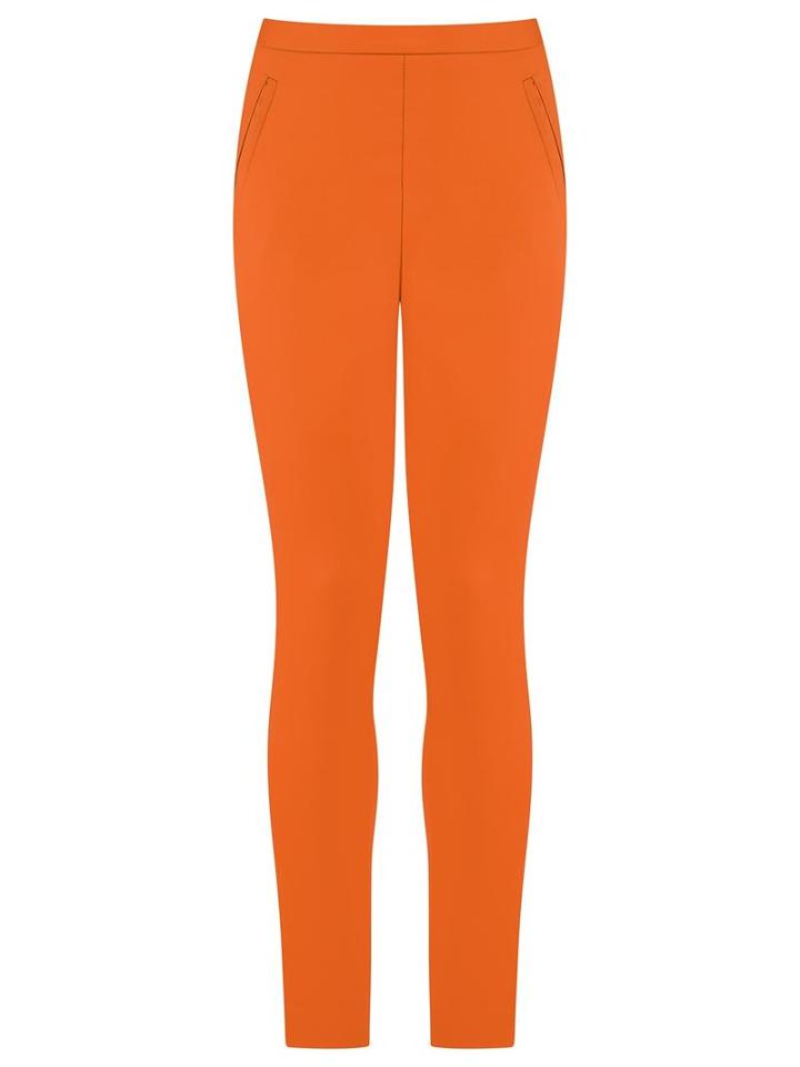 Andrea Marques Slim Fit Trousers, Women's, Size: 38, Yellow/orange, Spandex/elastane/cotton