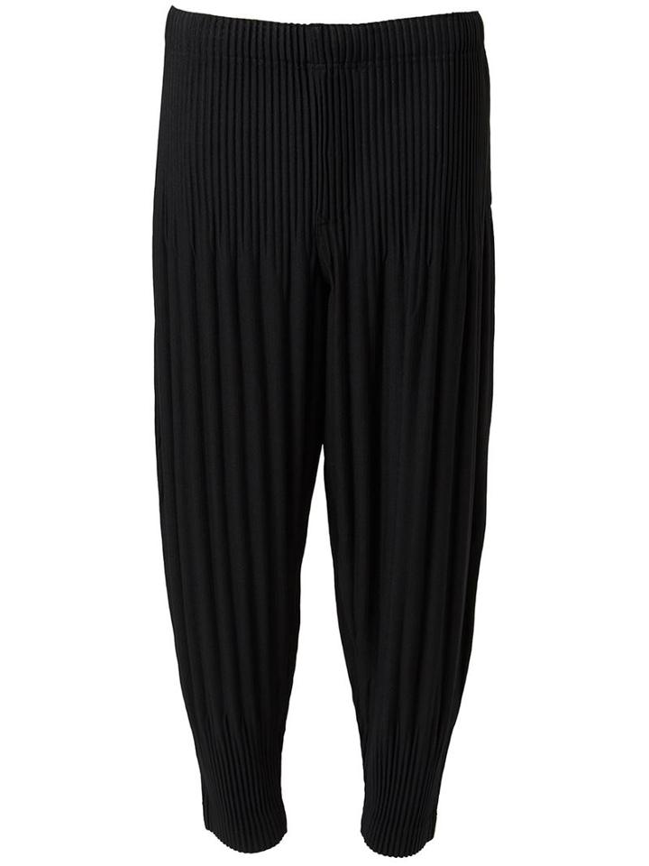 Homme Plissé Issey Miyake Pleated Tapered Trousers, Men's, Size: 3, Black, Polyester