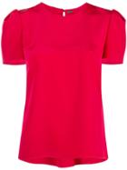 Adam Lippes Shortsleeved Crepe Blouse - Red