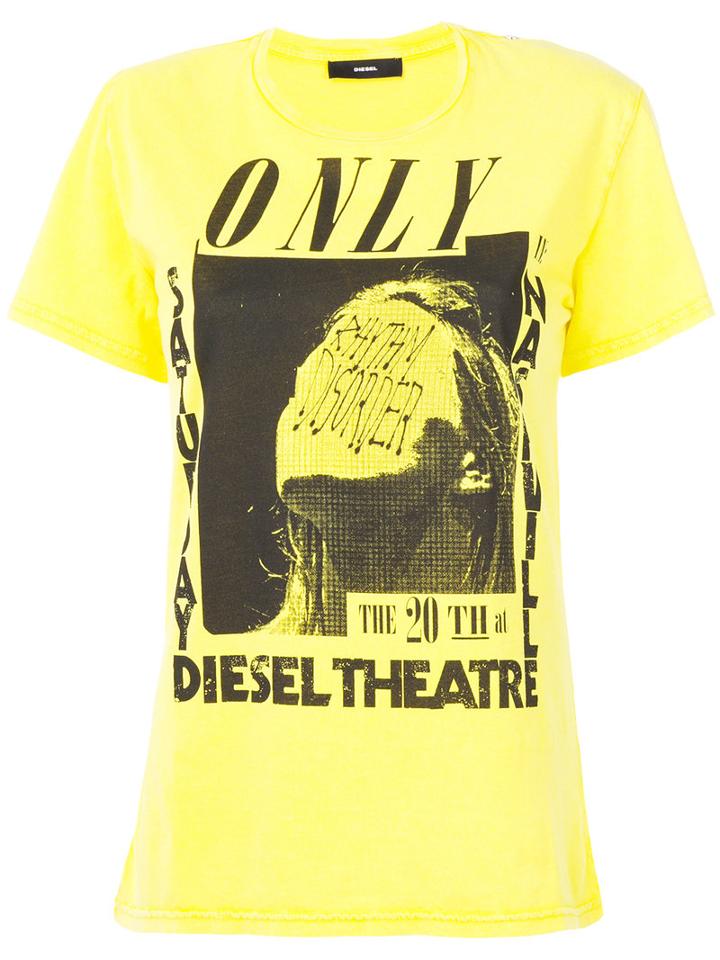 Diesel - Printed T-shirt - Women - Cotton - Xs, Yellow/orange, Cotton
