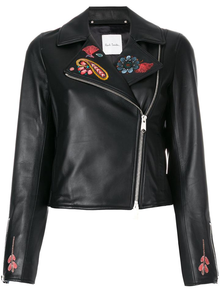 Paul Smith Embroidered Biker Jacket - Black