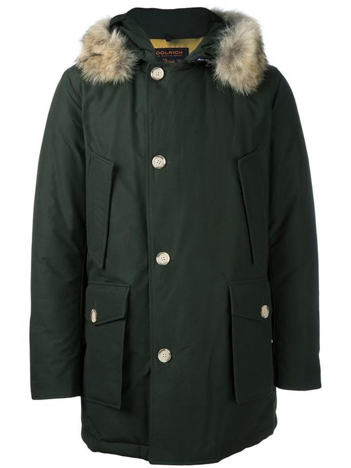 Woolrich Trim Detail Hooded Parka - Green