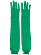 Rochas - Elbow Length Gloves - Women - Silk - One Size, Green, Silk