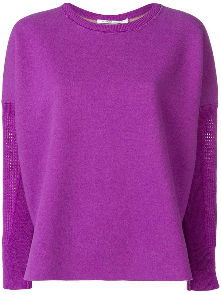 Agnona Basket Net Sleeve Sweatshirt - Purple