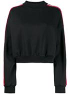 Msgm Logo Stripe Cropped Sweatshirt - Black